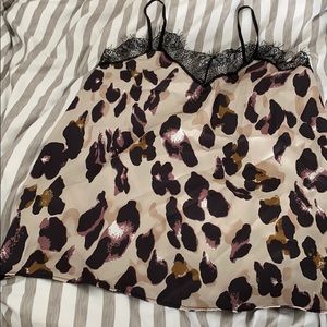 Cheetah print lace trim top